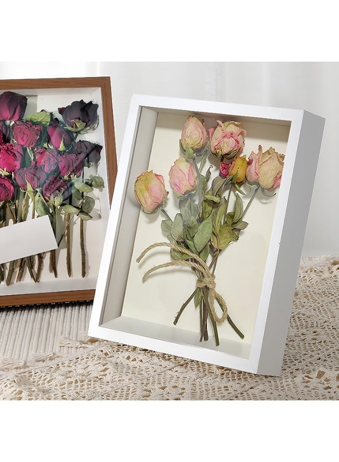 2pcs Shadow Box Frame Display Case 8x10'', Dried Flower Photo Frame, 3D Picture Frame Display Case Deeper 3cm with Transparent Acrylic Panel for Photos, DIY Crafts, Wedding Souvenir (White, 8"x10") - Image 4