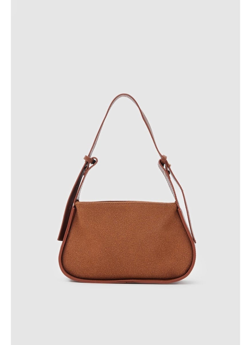Shule Bags Oppo Suede Tan Baguette Bag  - Image 1