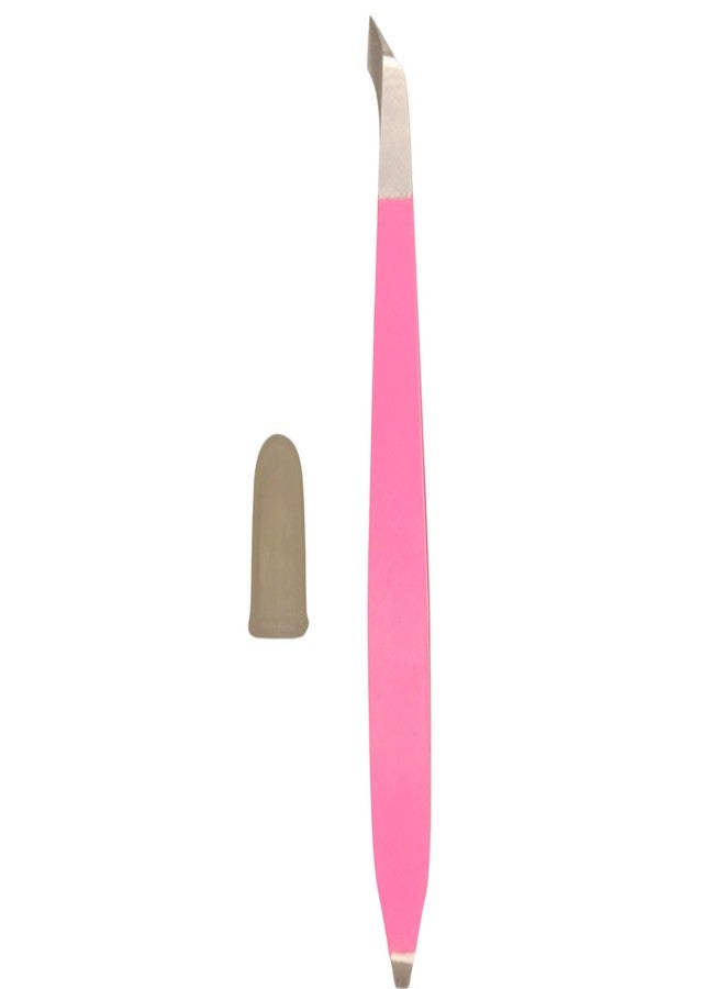 DreamCut Tweezer Nipper With Pusher - Stainless Steel (Pink) - Image 1