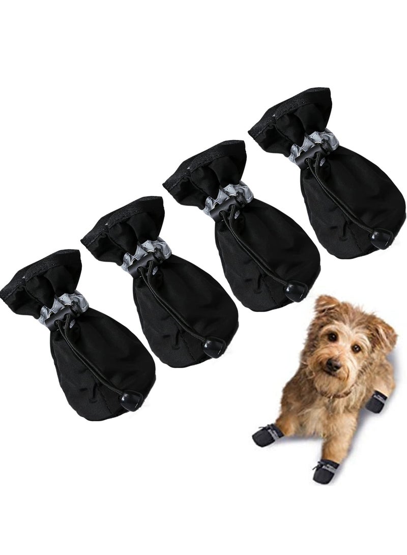 erorex Dog Shoes for Hot Pavement Paw Protector, Anti-Slip Sole Summer Cat Dog Boots with Reflective Straps for Small Medium Dogs 4PCS (Black, M) - Image 1