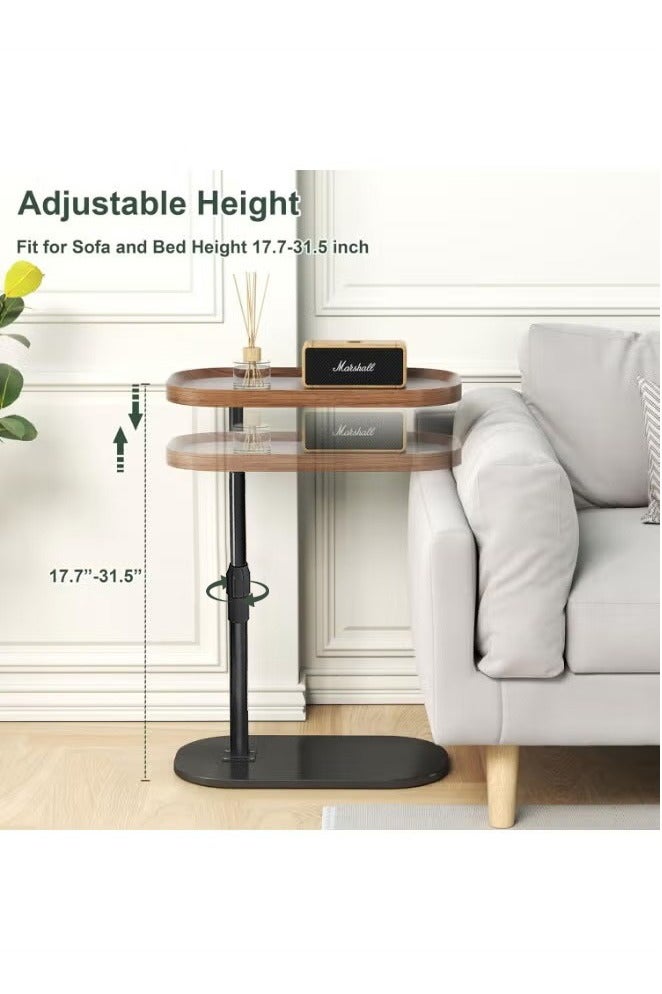 يوڠام طاولة جانبية على شكل C قابلة لتعديل الارتفاع دوران 360° طاولة نهاية على شكل C طاولات جانبية للكنبة طاولة خدمة تنزلق تحت طاولة قهوة صغيرة على شكل C طاولة نهاية للأريكة السرير حوض الاستحمام سطح دوار مرتفع - Image 2