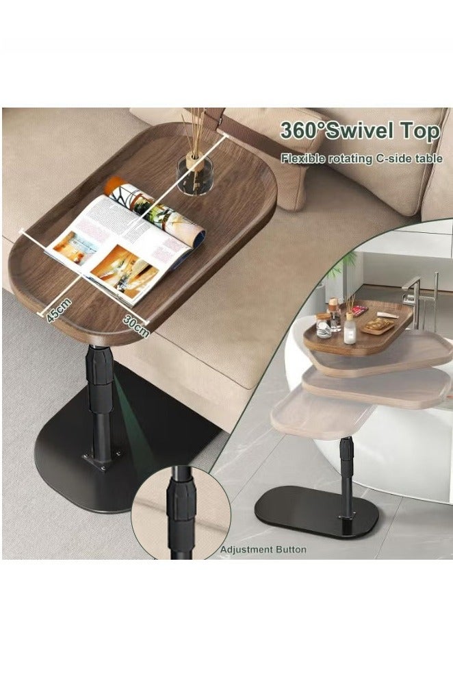 يوڠام طاولة جانبية على شكل C قابلة لتعديل الارتفاع دوران 360° طاولة نهاية على شكل C طاولات جانبية للكنبة طاولة خدمة تنزلق تحت طاولة قهوة صغيرة على شكل C طاولة نهاية للأريكة السرير حوض الاستحمام سطح دوار مرتفع - Image 3