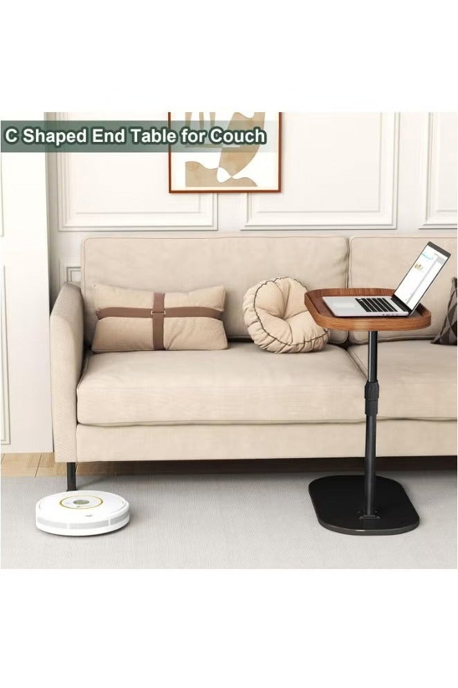 يوڠام طاولة جانبية على شكل C قابلة لتعديل الارتفاع دوران 360° طاولة نهاية على شكل C طاولات جانبية للكنبة طاولة خدمة تنزلق تحت طاولة قهوة صغيرة على شكل C طاولة نهاية للأريكة السرير حوض الاستحمام سطح دوار مرتفع - Image 5