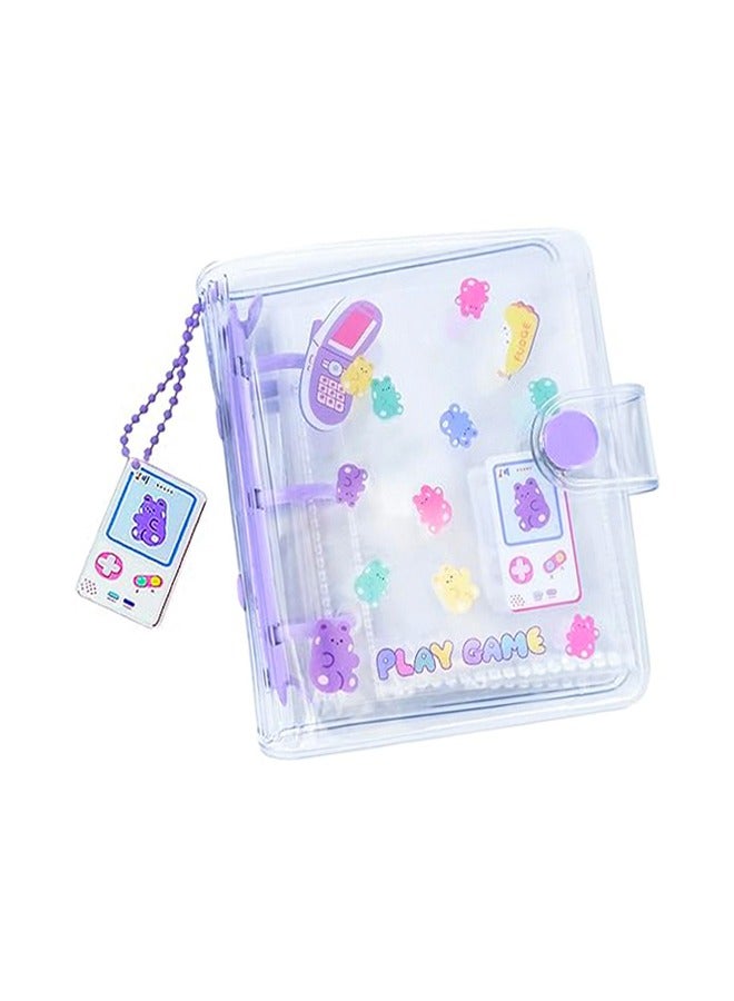 Generic 20 Sheets 10 Pockets 3 Inch Mini Photo Album in Loose Leaf Refillable 3-Rings Transparent Photocard Binder Photocard Holder Book with Pendant for Picture Cards Storage for Picture Cards Storage Purple  - Image 1