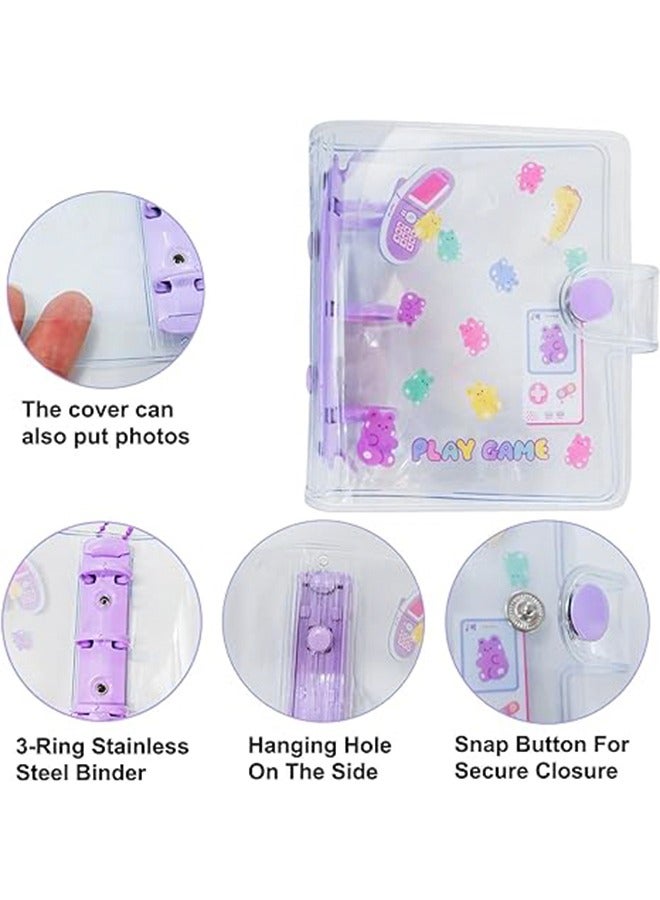 Generic 20 Sheets 10 Pockets 3 Inch Mini Photo Album in Loose Leaf Refillable 3-Rings Transparent Photocard Binder Photocard Holder Book with Pendant for Picture Cards Storage for Picture Cards Storage Purple  - Image 3