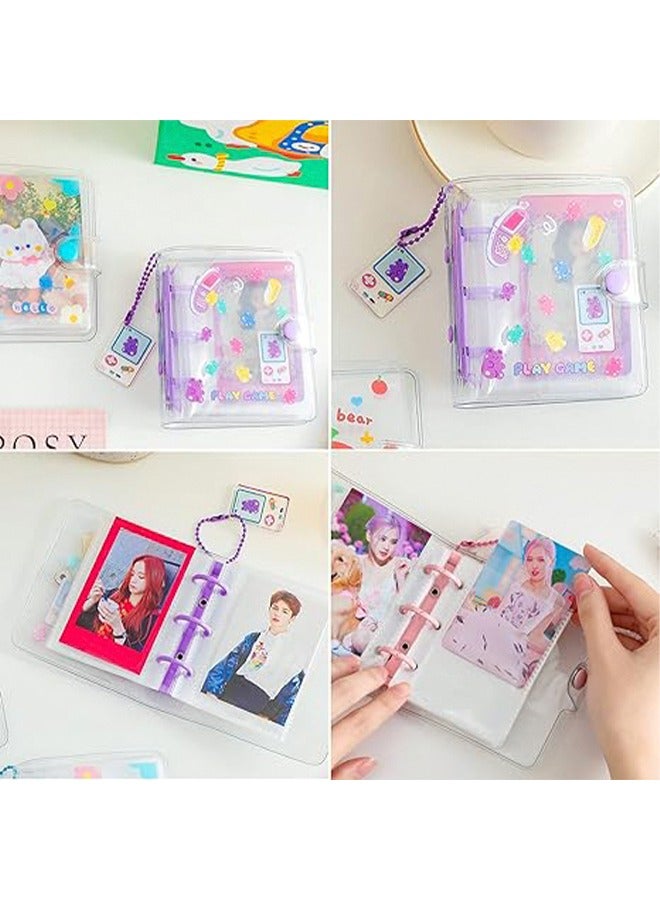 Generic 20 Sheets 10 Pockets 3 Inch Mini Photo Album in Loose Leaf Refillable 3-Rings Transparent Photocard Binder Photocard Holder Book with Pendant for Picture Cards Storage for Picture Cards Storage Purple  - Image 4