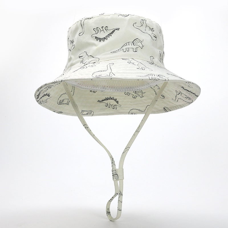 Spring And Children'S Fisherman Hat Cartoon Dinosaur Print Baby'S Sun Hat Big Brim Children'S Sun Protection Basin Hat - Image 4