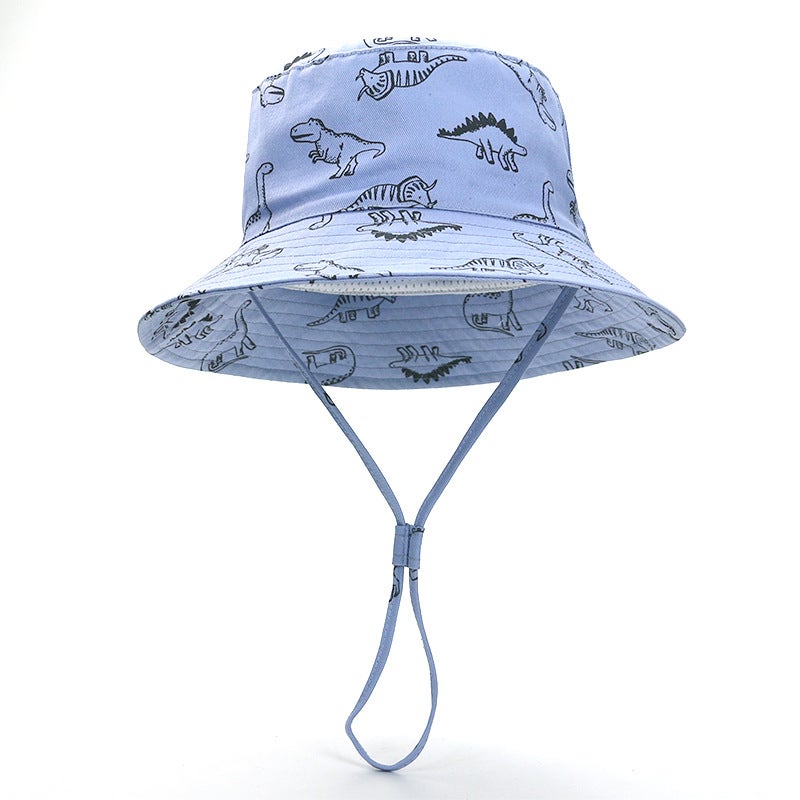 Spring And Children'S Fisherman Hat Cartoon Dinosaur Print Baby'S Sun Hat Big Brim Children'S Sun Protection Basin Hat - Image 5