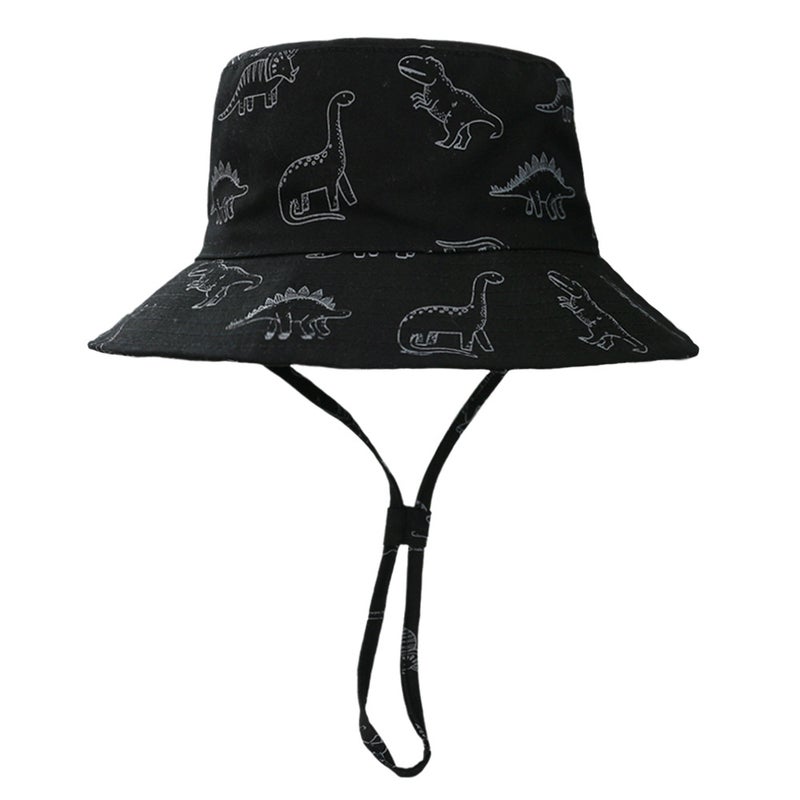 Spring And Children'S Fisherman Hat Cartoon Dinosaur Print Baby'S Sun Hat Big Brim Children'S Sun Protection Basin Hat - Image 1