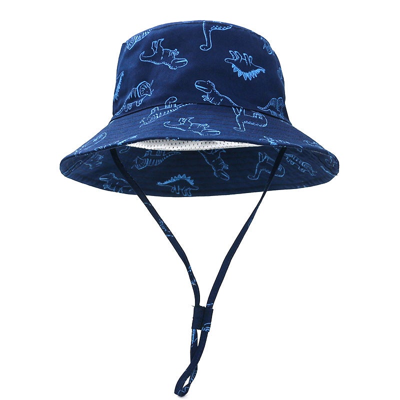 Spring And Children'S Fisherman Hat Cartoon Dinosaur Print Baby'S Sun Hat Big Brim Children'S Sun Protection Basin Hat - Image 3