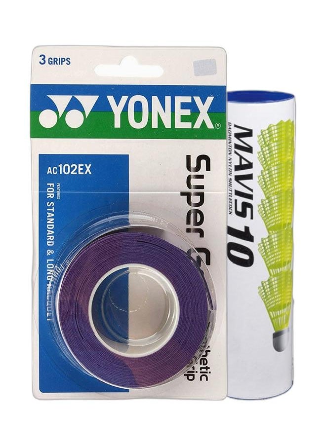Yonex AC102EX Super Grap, Dark Purple 30grams + Mavis 10 Yellow Middle1*6 Pack  - Image 1