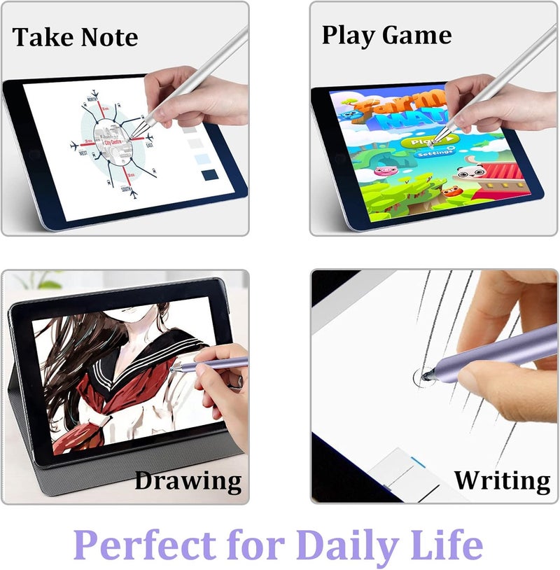Luntak Stylus Pen for iPad, LUNTAK Stylus Pens for Nintendo Switch/Apple/iPhone/Ipad pro/Mini/Air/Android/Microsoft/Surface/All Capacitive Touch Screens Universal with 4 Replacement Tips (Purple and Silver) - Image 3