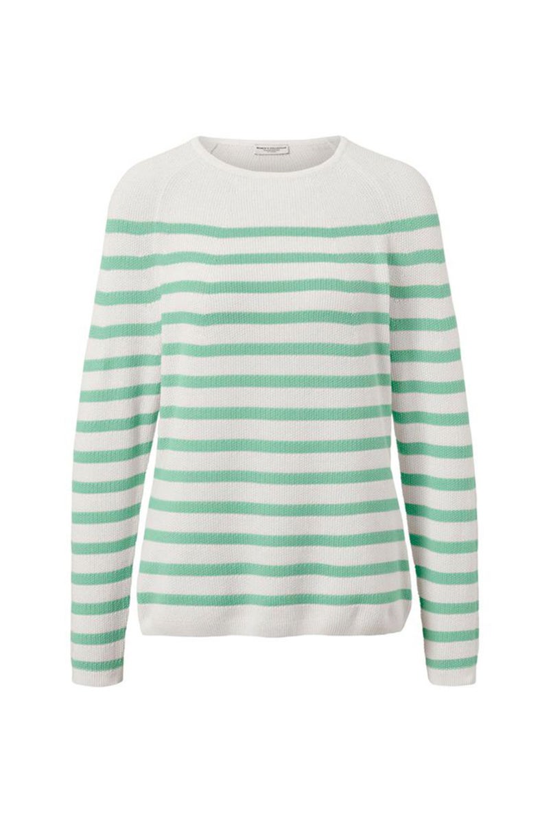 Tchibo Women Round Neck Long Sleeves Stripe Top, White/ Green  - Image 2