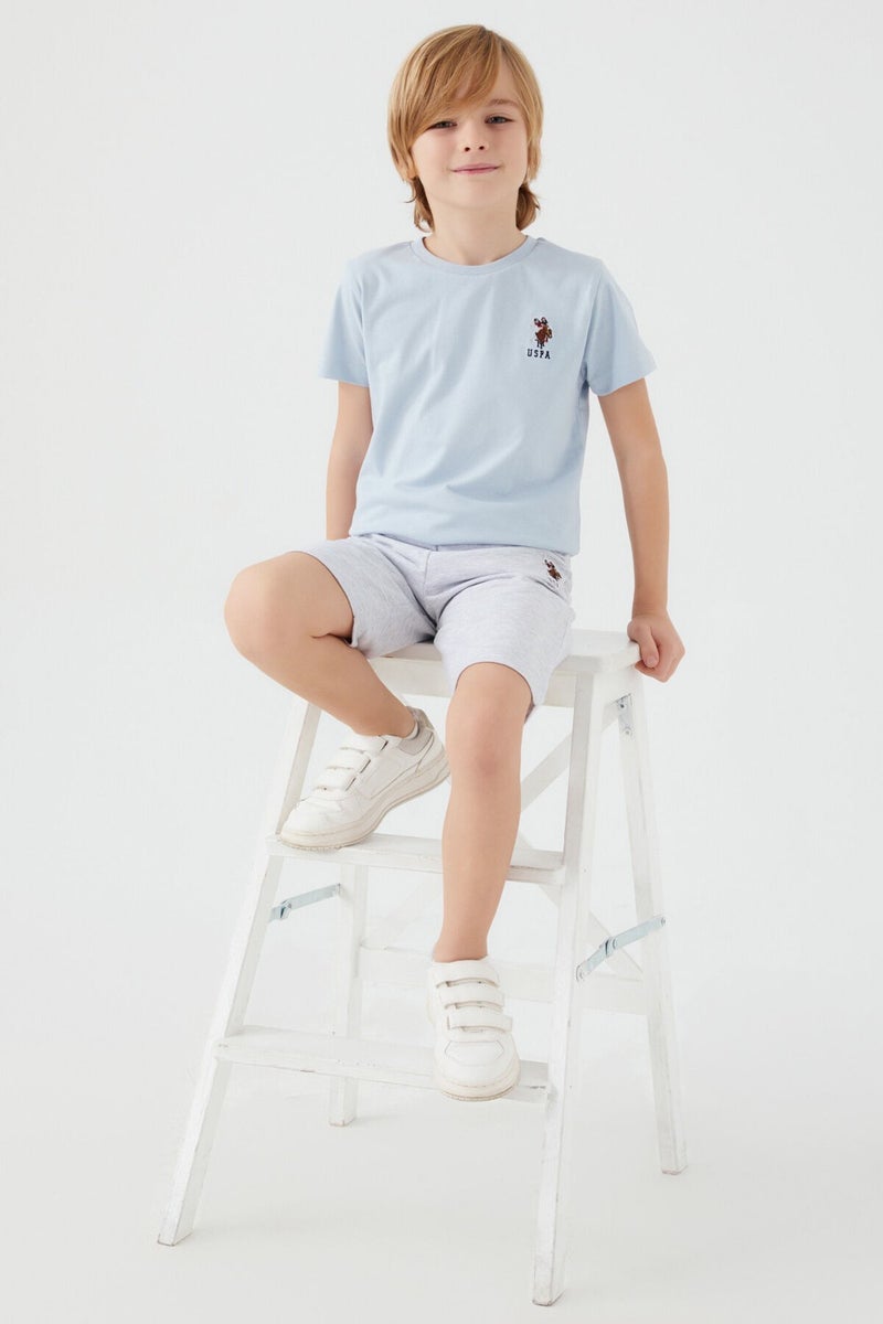 U.S. Polo Assn. U.S. Polo Assn Light Blue Gray Boy's Bermuda Set  - Image 1