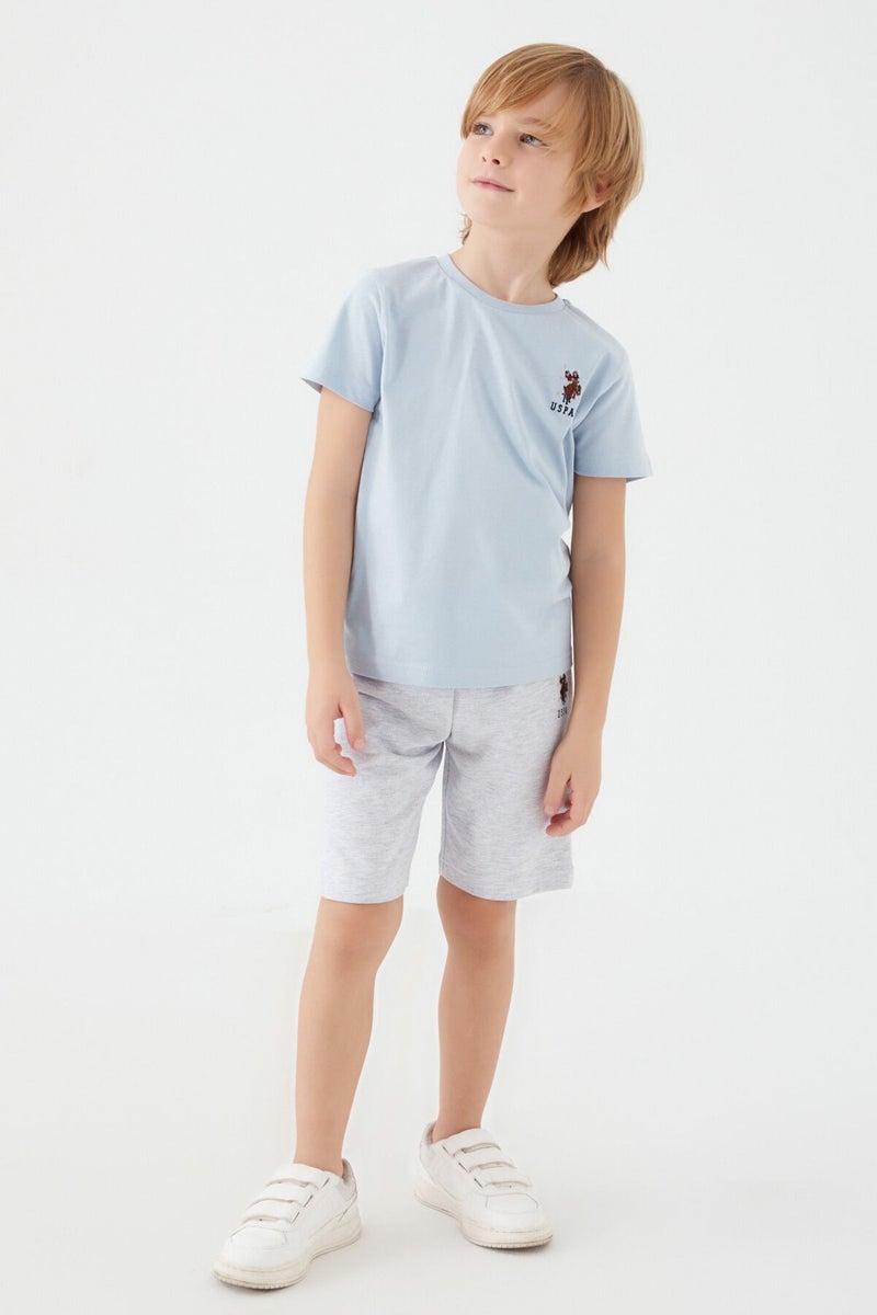 U.S. Polo Assn. U.S. Polo Assn Light Blue Gray Boy's Bermuda Set  - Image 3
