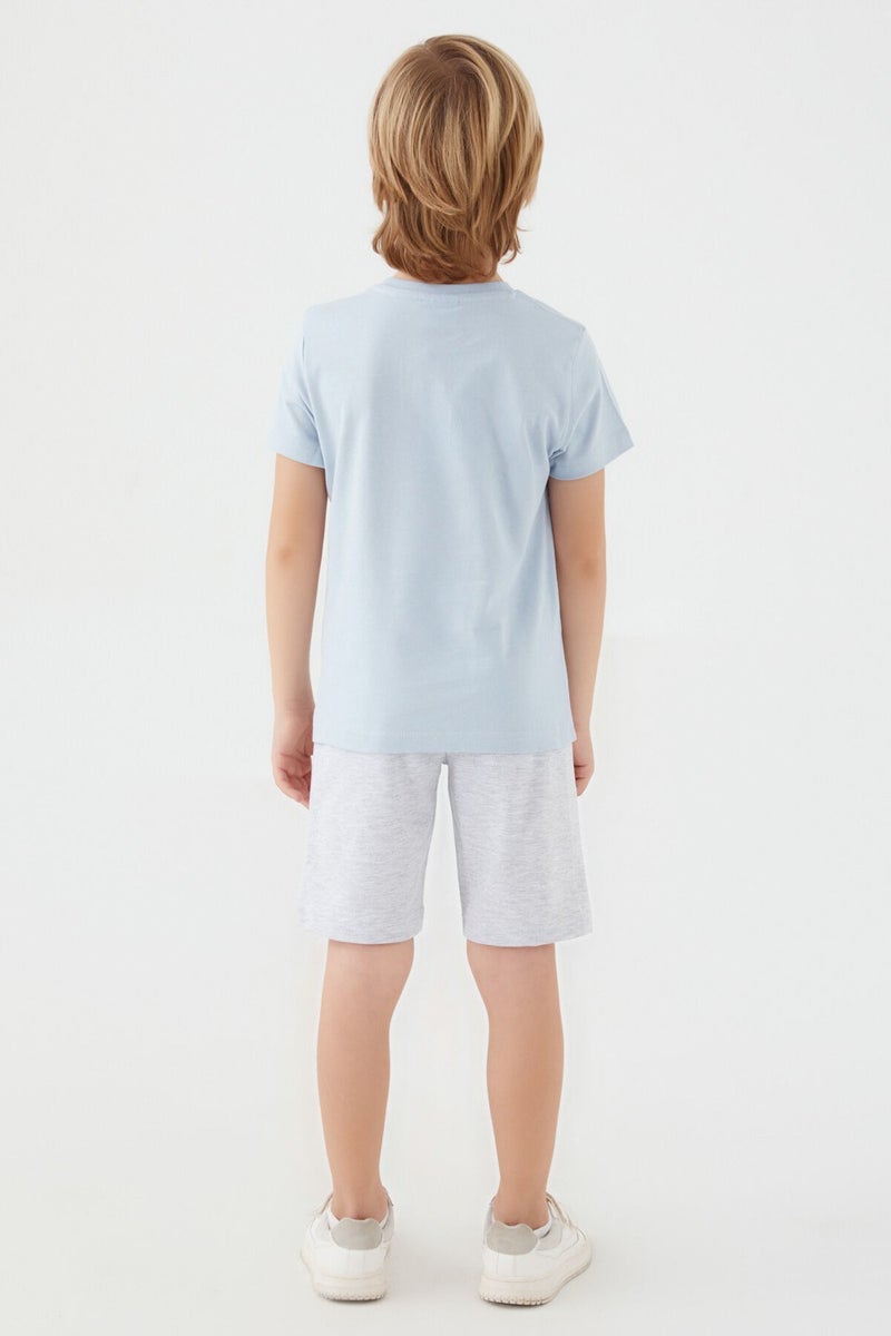 U.S. Polo Assn. U.S. Polo Assn Light Blue Gray Boy's Bermuda Set  - Image 5