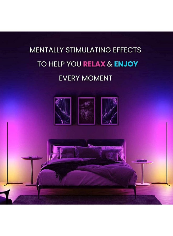 Remote Control Smart app RGB LED Corner Floor Lamp Multicolour 142cm