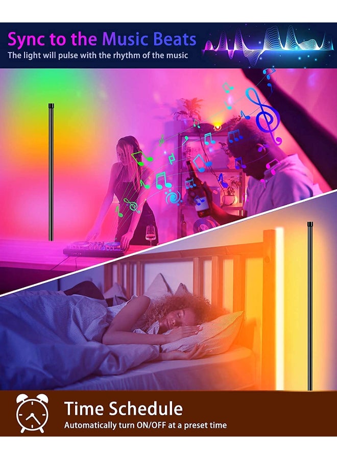 Remote Control Smart app RGB LED Corner Floor Lamp Multicolour 142cm