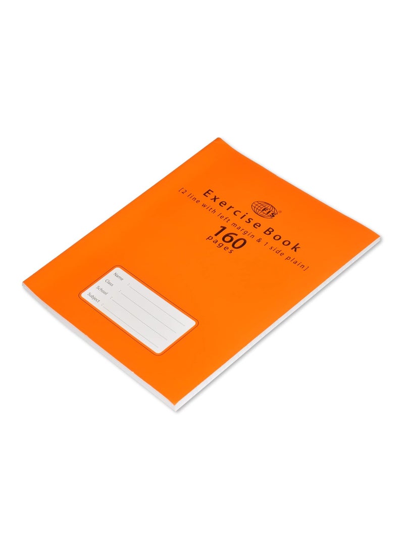 FIS Exercise Book, Size 165x210mm, 80 Sheets, 160 Pages, 2 Line with Left Margin & 1 Side Plain, Packet of 12 Pieces, Neon Orange Cover-FSEB2LP160N - Image 4