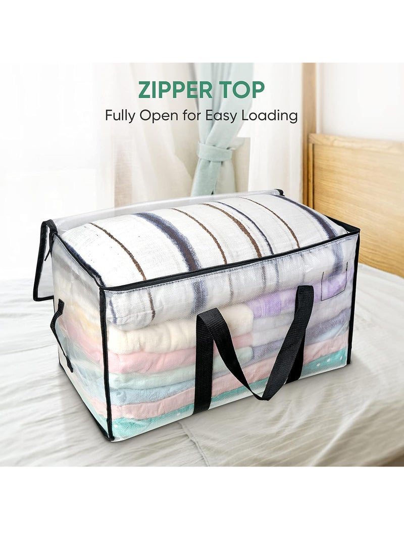 Uwals 4-Pack Heavy Duty Storage Bags, 92L Foldable Closet Organizer Storage Container, Large Moving Boxes with Backpack Straps, Storage Bins – Packing Bags & Moving Bags - Image 5