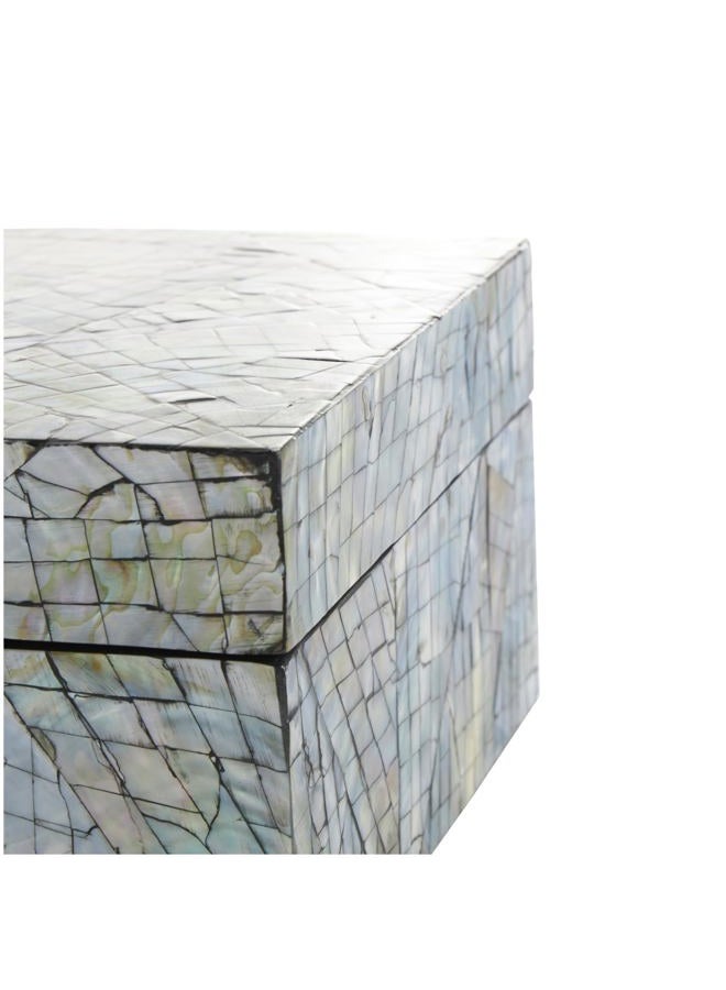 Deco 79 Mother of Pearl Shell Abstract Handmade Angular Mosaic Storage Box with Iridescent Finish, Set of 2 12", 8" W, Multi Colored - Image 5