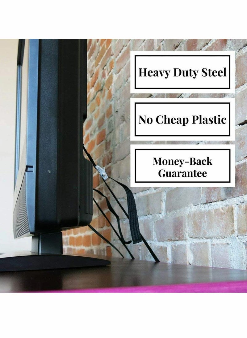 SOLARAE Pack Of 2 Baby Safety Metal TV Furniture Anti-Tip Straps Heavy Duty - Image 2