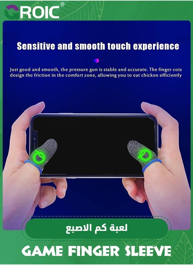 2Pcs Blue Edge Luminous Mobile Gaming Controller Finger Sleeves, Sleeve for Gaming, Thumb Touch Screen Cots with Effect
