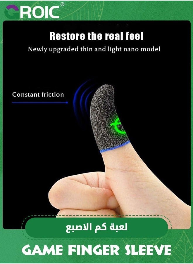 GROIC 2Pcs Blue Edge Luminous Mobile Gaming Controller Finger Sleeves, Sleeve for Gaming, Thumb Touch Screen Cots with Effect  - Image 3