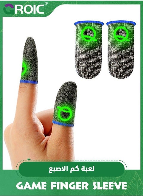 2Pcs Blue Edge Luminous Mobile Gaming Controller Finger Sleeves, Sleeve for Gaming, Thumb Touch Screen Cots with Effect