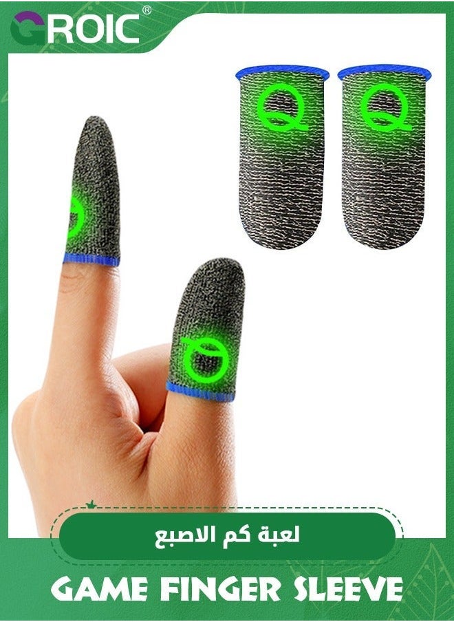 GROIC 2Pcs Blue Edge Luminous Mobile Gaming Controller Finger Sleeves, Sleeve for Gaming, Thumb Touch Screen Cots with Effect  - Image 1
