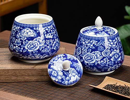 Eitonbu Ceramic Blue and white Sealed Coffee Food Storage Jar Canister with Lid - Image 3