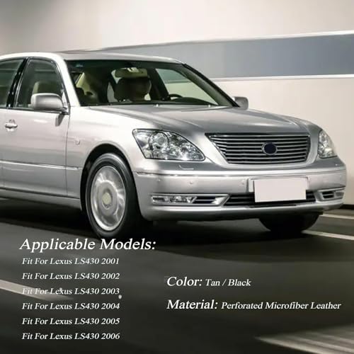 AOUTTUOA Driver Side Bottom Perforated Microfiber Leather Seat Cover Tan Compatible with Lexus LS430 2001 2002 2003 2004 2005 2006 - Image 5