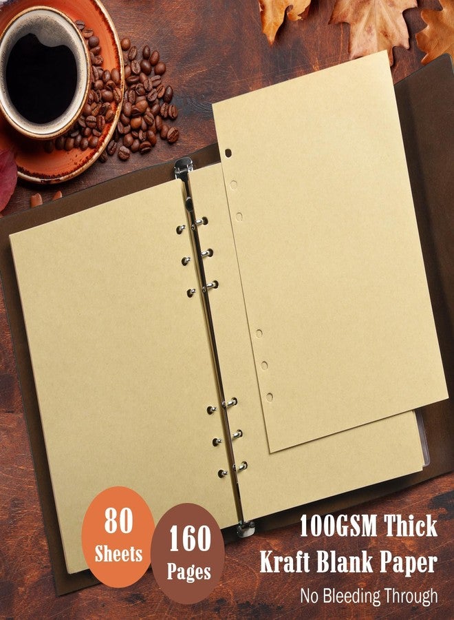 OMEYA Writing Journals Notebooks Blank Pages Vintage Refillable Faux Leather Notebook Personal Travel Diary Art Sketchbook, Gifts for Women Men Girls Boys A5 9.2 x 6.3 inch - Blue - Image 4