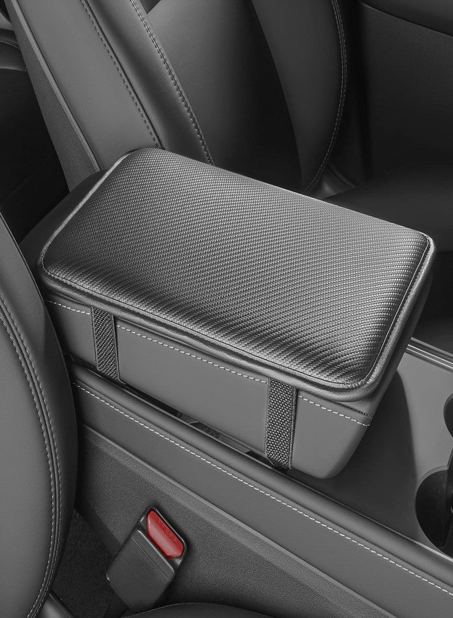 HighnessHwoo Car Center Console Cover Vehicle Armrest Covers Middle Storage Organizer Pad, Dog & Cat Paws Protetor, Carbon Fiber PU Leather, Waterproof, Anti-slip, Automotive Interior Accessories, Black, Size S - Image 3