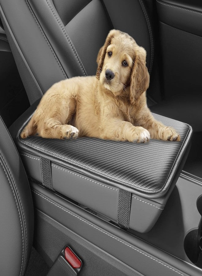 HighnessHwoo Car Center Console Cover Vehicle Armrest Covers Middle Storage Organizer Pad, Dog & Cat Paws Protetor, Carbon Fiber PU Leather, Waterproof, Anti-slip, Automotive Interior Accessories, Black, Size S - Image 2