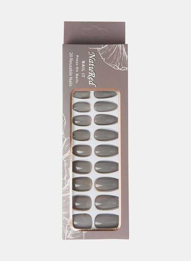 NatuRed Nail It Press-On Nails, Natural Grey