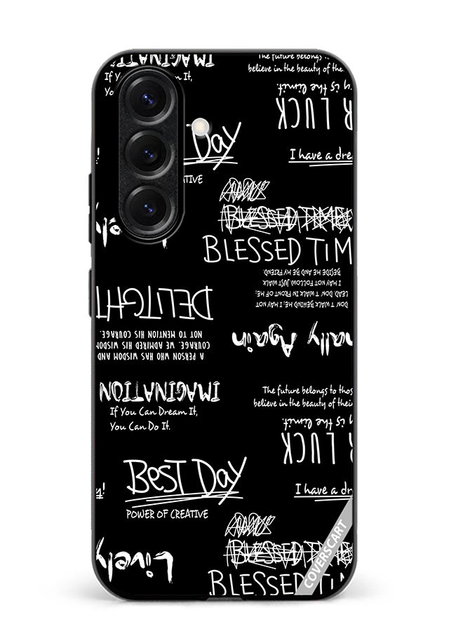 VR CREATIVE Protective Case Cover For Samsung Galaxy S25 Allography And Lettering Black Design Multicolour