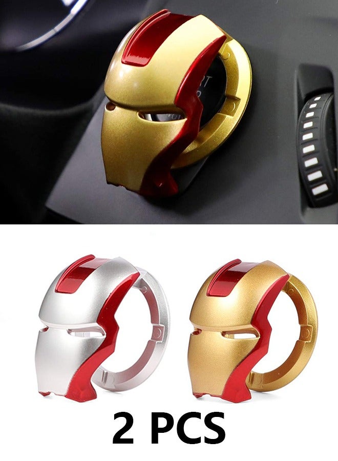 2 PCS Car Engine Start Button Cover ABS Car Ignition Switch Decorative Cover, auto Interior Ignition Accessories Iron Man Mark car Two-Color Start Ring, - Image 1