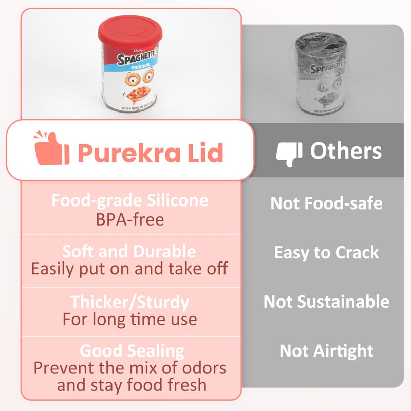 Purekra 4 Packs Silicone Can Lids for Canned Goods, 3.0''|3.2''|3.5''|4.0-inches Fit for 5oz, 5.5oz, 12oz, 12.5oz, 15.6oz 16oz etc. | Food Sealing Lids | Can Covers Toppers | Different Sizes - Image 5