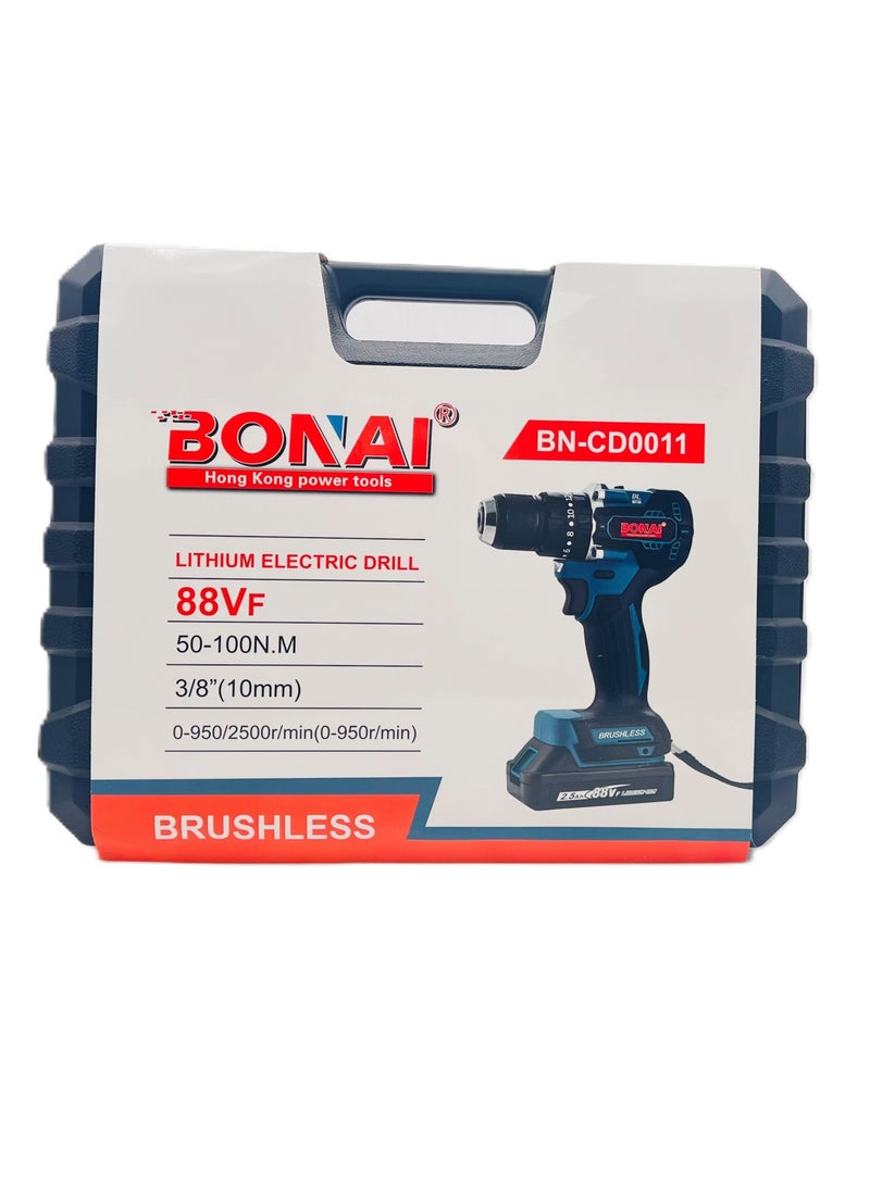 BONAI - Powerful 88VF Cordless Hammer Drill Set: 10mm Capability, 2500 RPM Speed, 24 Accessories, Perfect for Metal, Wood, and Wall Projects with Twin Batteries - Image 1