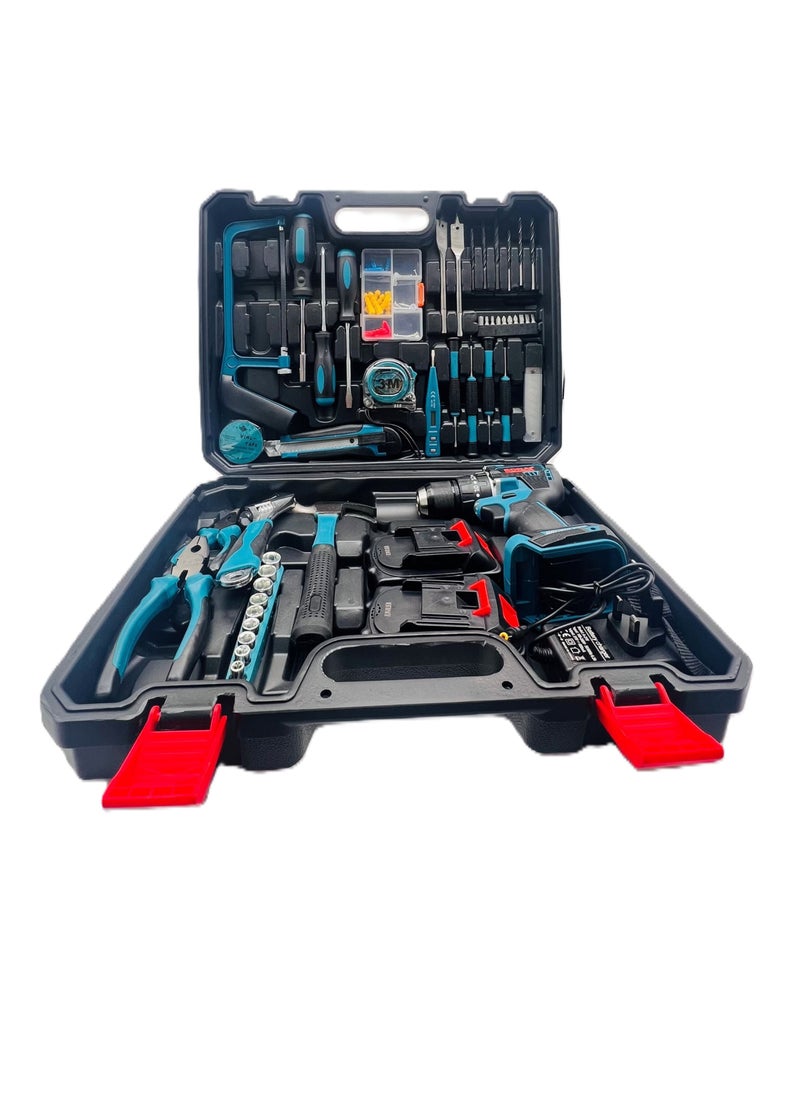 BONAI - Powerful 88VF Cordless Hammer Drill Set: 10mm Capability, 2500 RPM Speed, 24 Accessories, Perfect for Metal, Wood, and Wall Projects with Twin Batteries - Image 1