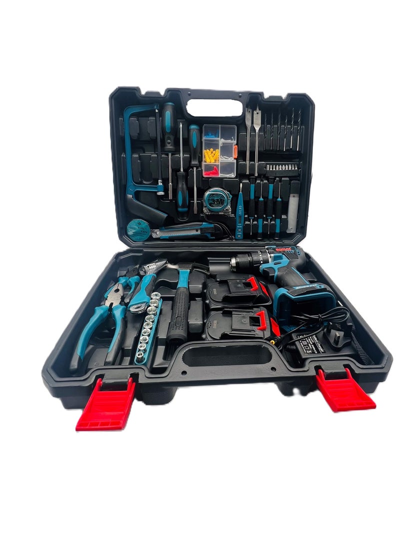 BONAI - Powerful 88VF Cordless Hammer Drill Set: 10mm Capability, 2500 RPM Speed, 24 Accessories, Perfect for Metal, Wood, and Wall Projects with Twin Batteries - Image 1
