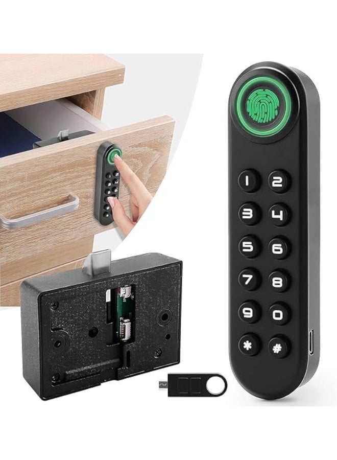 ADMORE Fingerprint Smart Cabinet Lock | Keyless Electronic Drawer Lock with USB-C Backup | Combination Password Lock for Office & Home Wardrobes, Cabinets, & Storage - Image 1