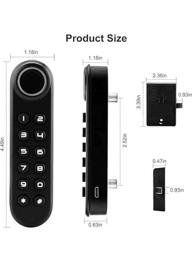 ADMORE Fingerprint Smart Cabinet Lock | Keyless Electronic Drawer Lock with USB-C Backup | Combination Password Lock for Office & Home Wardrobes, Cabinets, & Storage - Image 4