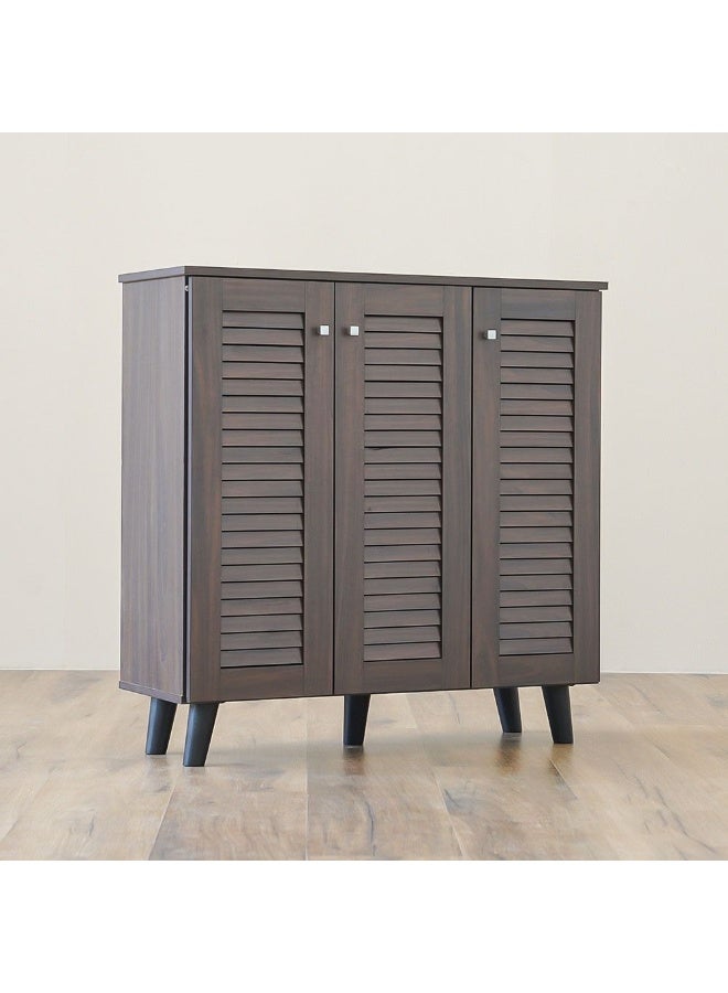 DANUBE HOME Alfa 3 Door Shoe Cabinet 16 Pairs Of Shoes Modern Design Furniture Wooden Shoe Organizer For Entryway Hallway Living Room L 90x32x91 Cm Walnut - Image 3