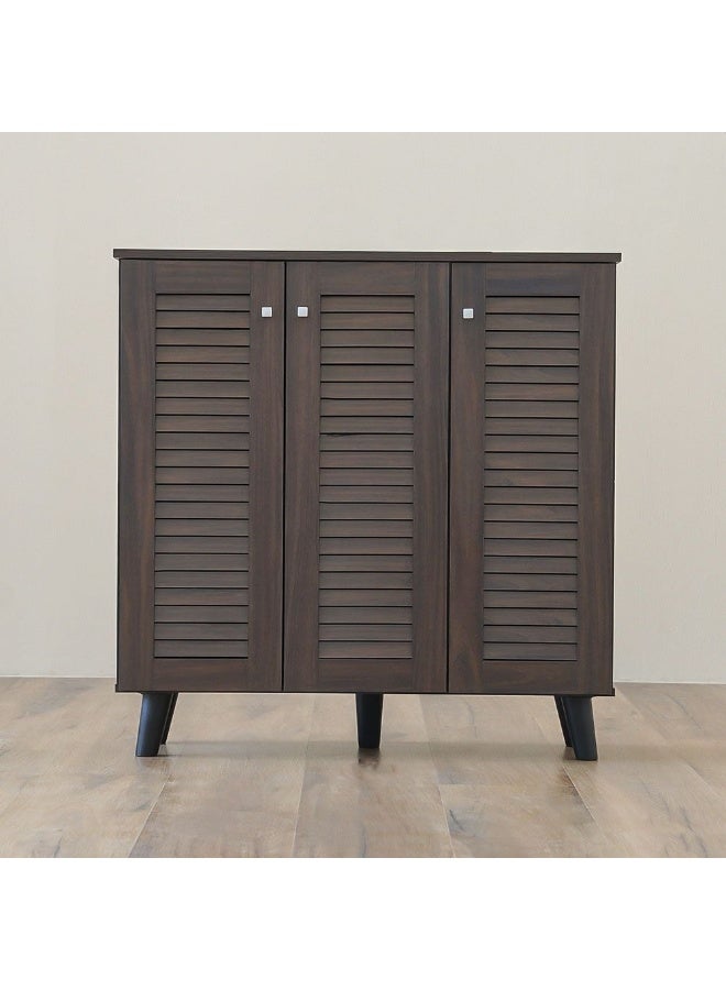 DANUBE HOME Alfa 3 Door Shoe Cabinet 16 Pairs Of Shoes Modern Design Furniture Wooden Shoe Organizer For Entryway Hallway Living Room L 90x32x91 Cm Walnut - Image 2