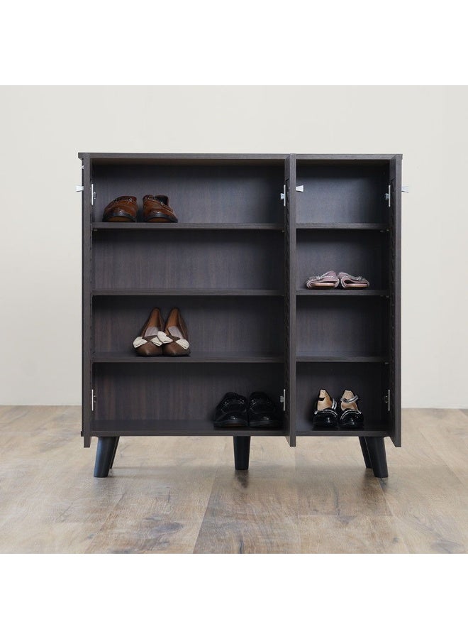 DANUBE HOME Alfa 3 Door Shoe Cabinet 16 Pairs Of Shoes Modern Design Furniture Wooden Shoe Organizer For Entryway Hallway Living Room L 90x32x91 Cm Walnut - Image 4