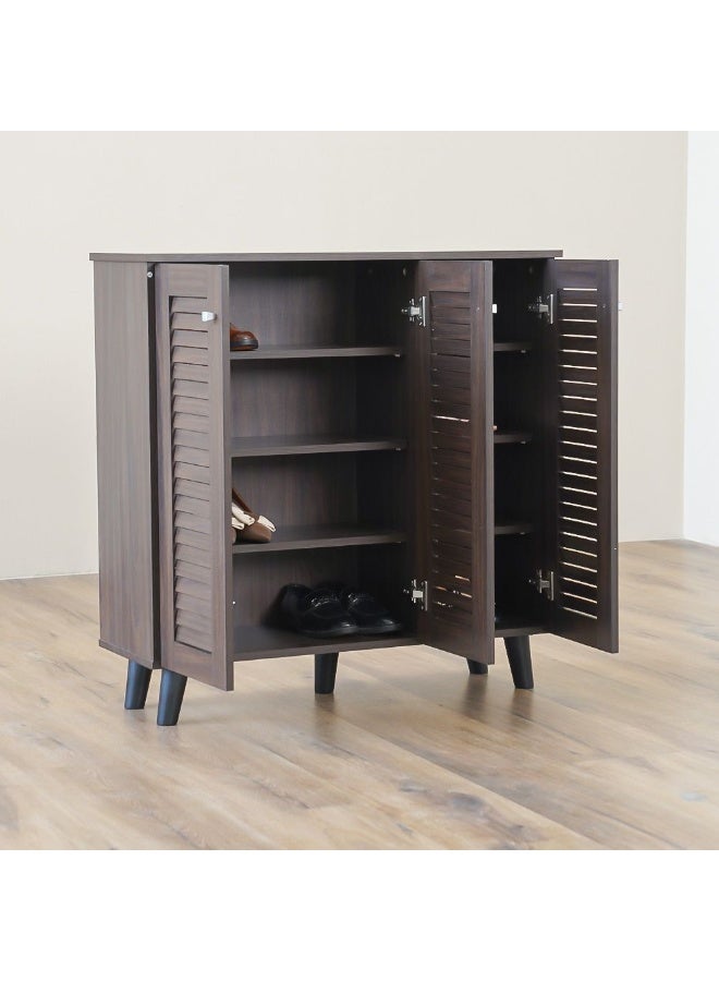 DANUBE HOME Alfa 3 Door Shoe Cabinet 16 Pairs Of Shoes Modern Design Furniture Wooden Shoe Organizer For Entryway Hallway Living Room L 90x32x91 Cm Walnut - Image 5