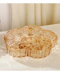 Y&D Snack Serving Tray, 11.8" Appetizer Tray with Lid, 6 Compartments Round Plastic Food Storage Organizer, Plates Dishes, for Dried Fruits, Nuts, Candies, Sweet Cookies, and Fruits  - Image 1