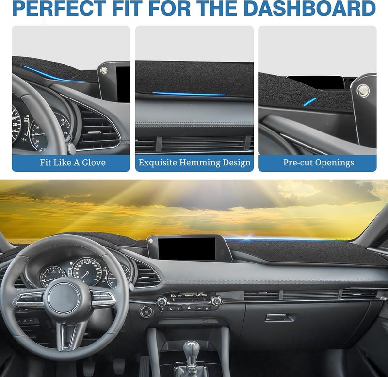 FIILINES Dash Cover for 2019-2026 Mazda 3, Dashboard Mat Accessories Dash Cover Sunshade Nonslip Mesh Protector No Glare Black - Image 4